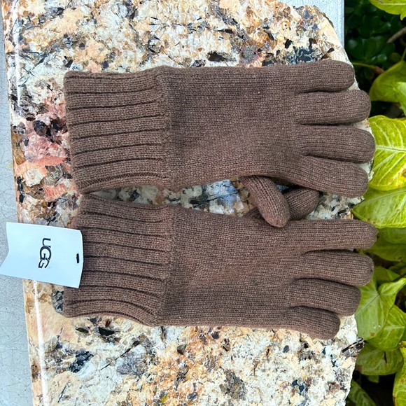 UGG PALM PATCH LEATHER & KNIT GLOVES IN STOUT  S/M  New - Picture 5 of 9